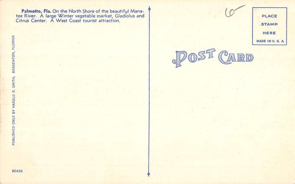 Palmetto Florida Aerial View Of City Linen Antique Postcard K21307 - Image 2