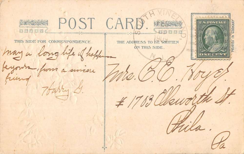 Valentines Day Old Fashioned Woman With Flowers Antique Postcard K21841 - Image 2