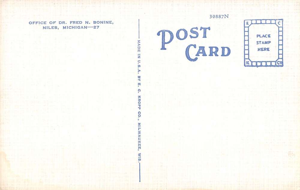 Niles Michigan Office Dr Fred Bonnie Linen Antique Postcard K23101 - Image 2