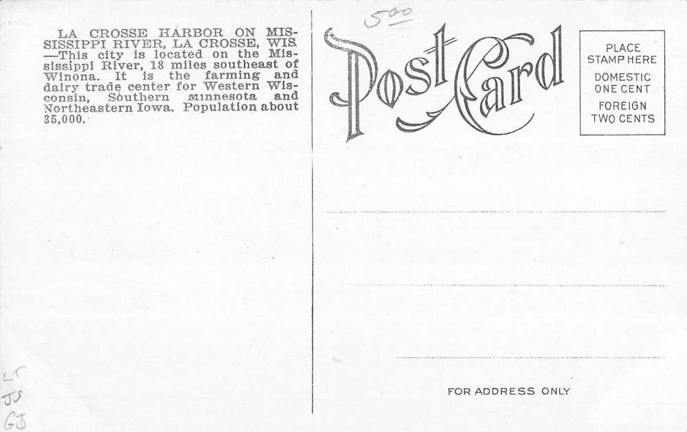 La Crosse Wisconsin Harbor On Mississippi River Bridge Scene Antique PC K24161 - Image 2