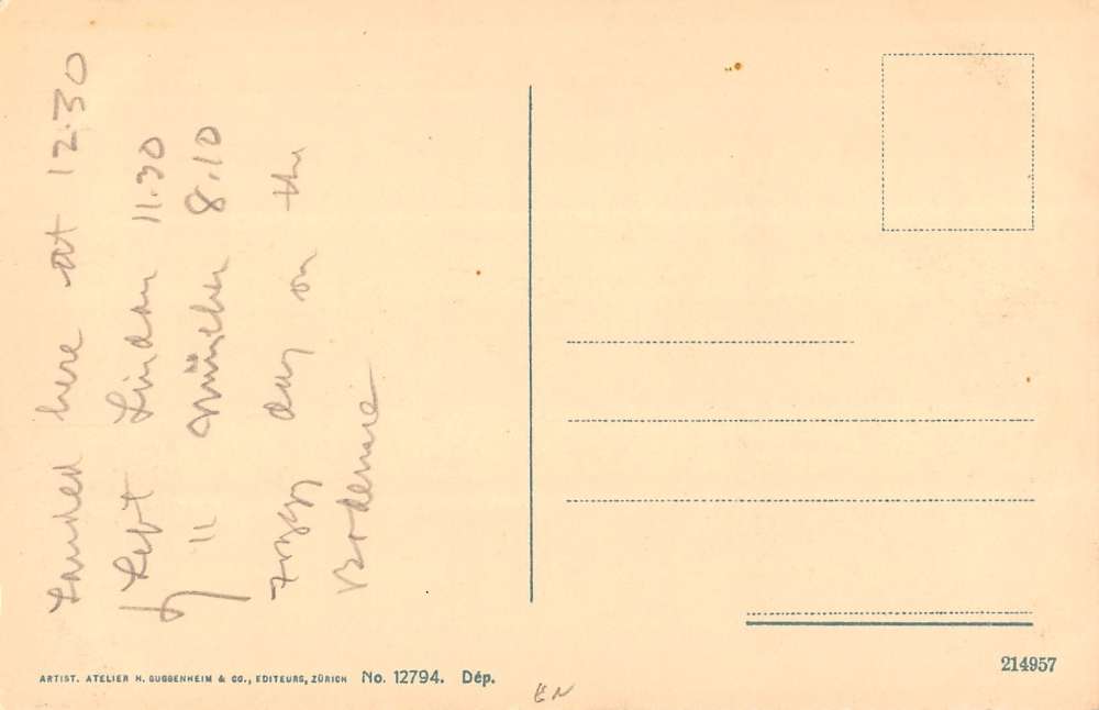 Romanshorn Switzerland birds eye view docked boats at pier antique pc Z15975 - Image 2