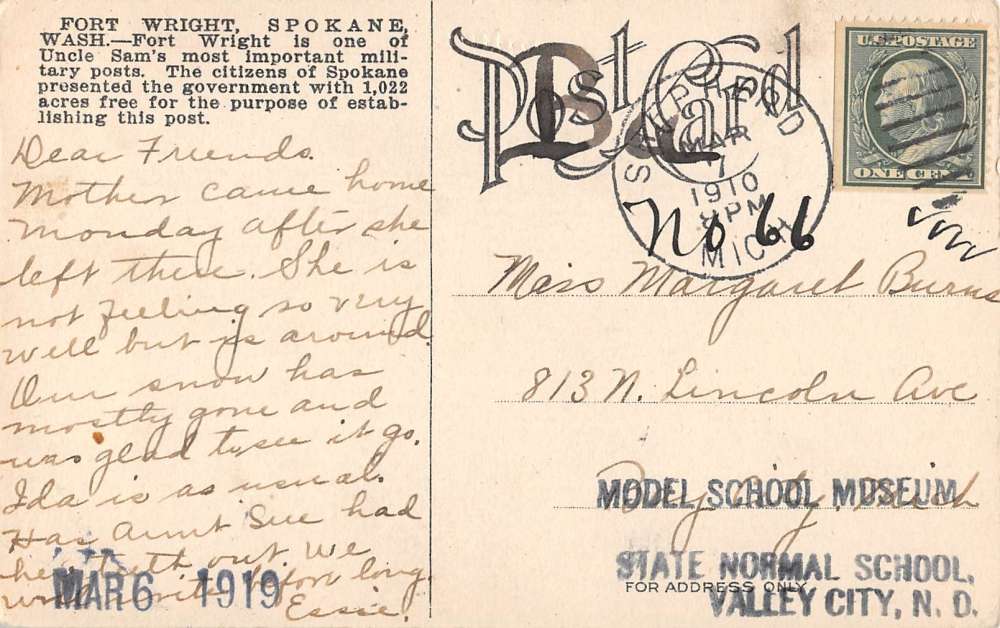 Spokane Washington view of troops outside Fort Wright antique pc Z16093 - Image 2