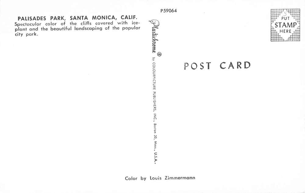 Santa Monica California Palisades Park Beach View Vintage Postcard K9409 - Image 2