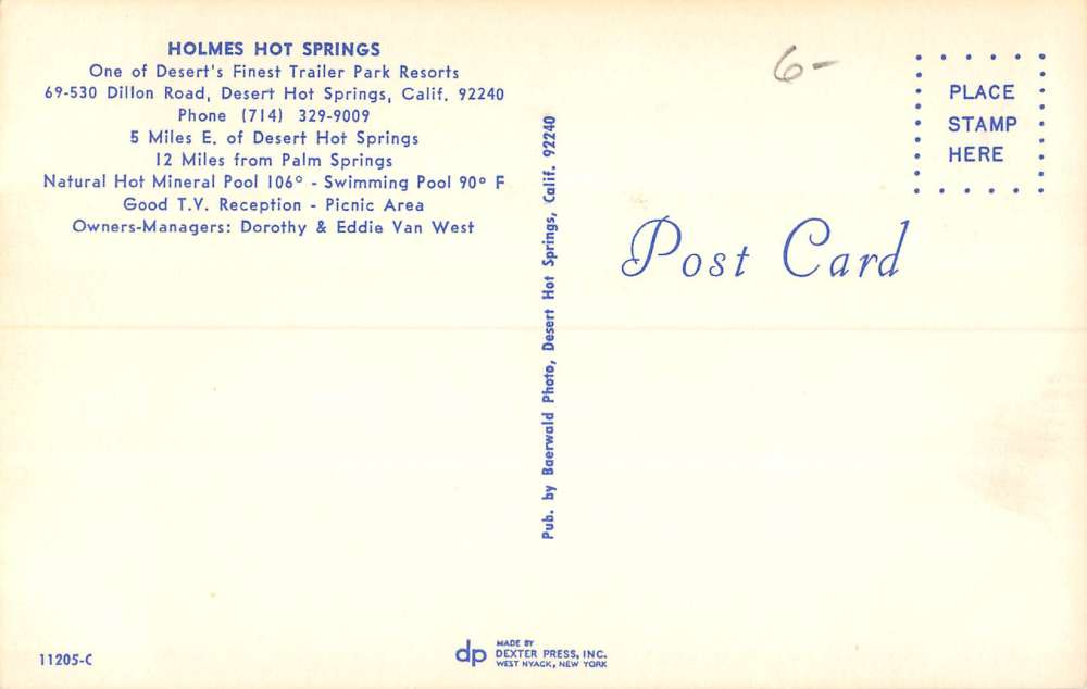 Desert Hot Springs California Holmes Resort Pool View Vintage Postcard K9443 - Image 2