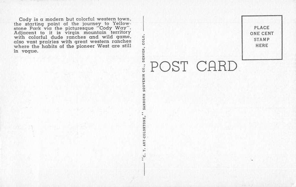 Cody Wyoming Main Street Antique Postcard J39555 - Image 2