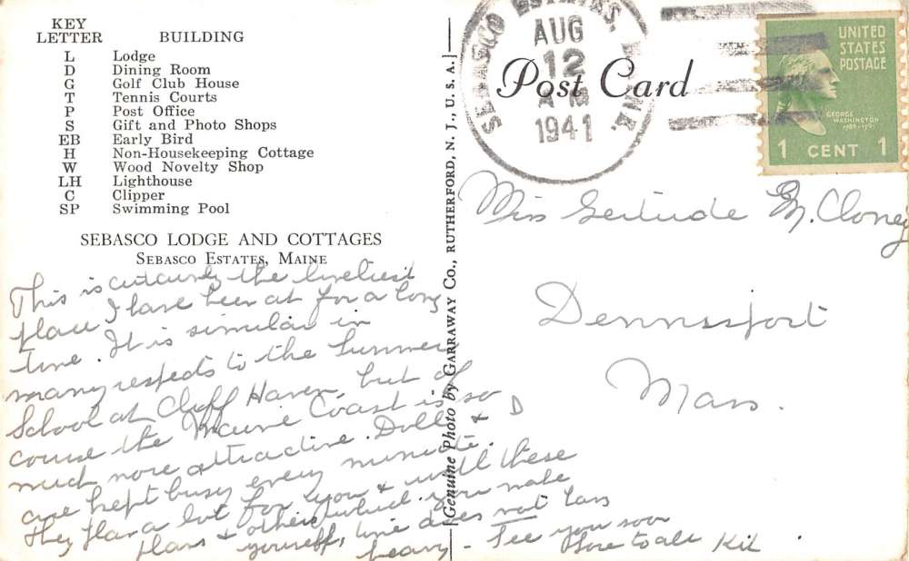 Sebasco Estates Maine aerial view of lodge cottages real photo pc Z11713 - Image 2