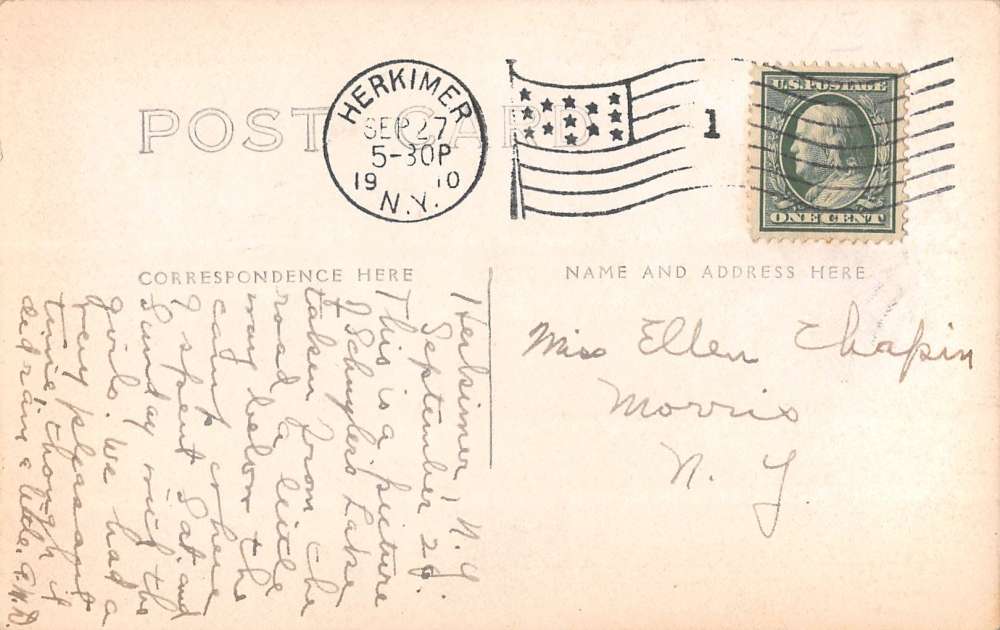 Herkimer New York Fenced Roadway Lake View Real Photo Antique Postcard K11444 - Image 2