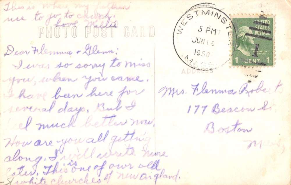 Westminster Massachusetts Congregational Church Real Photo Antique PC K11495 - Image 2