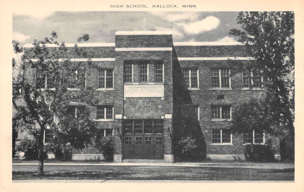 Hallock Minnesota High School Exterior Street View Antique Postcard