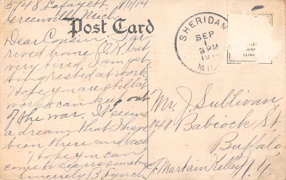 Greenville Michigan birds eye view High School building antique pc Y11824 - Image 2