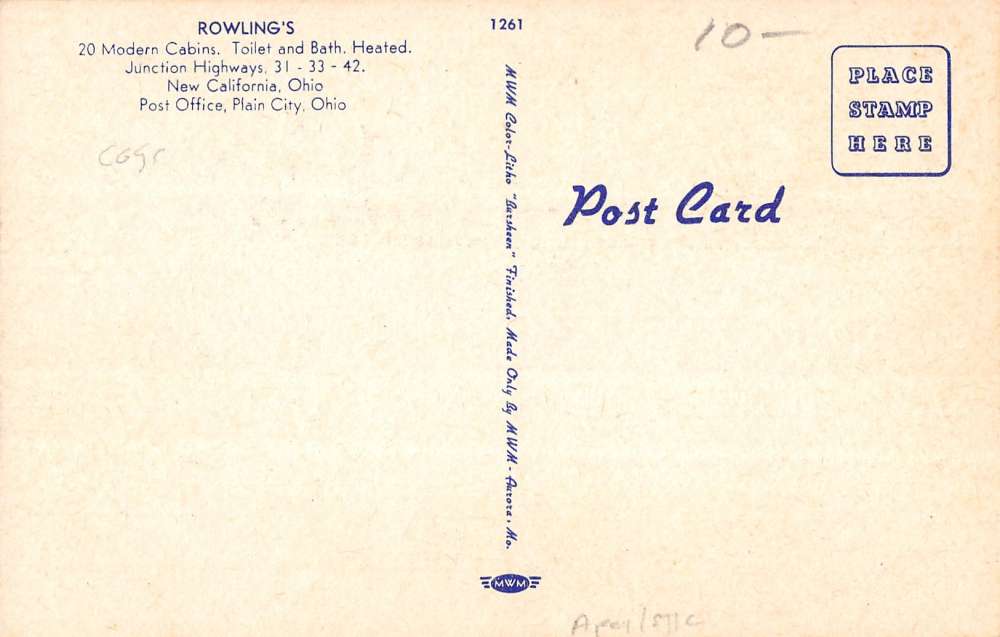 New California Ohio Rowlings Modern Cabins Linen Antique Postcard K17754 - Image 2