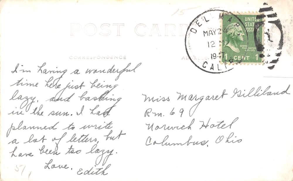 Del Mar California Hotel Entrance Street View Real Photo Antique Postcard K17811 - Image 2