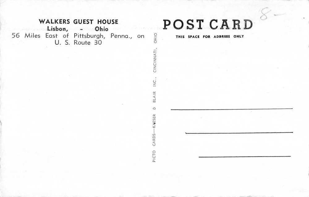 Lisbon Ohio Walkers Guest House Exterior Street View Antique Postcard K17894 - Image 2