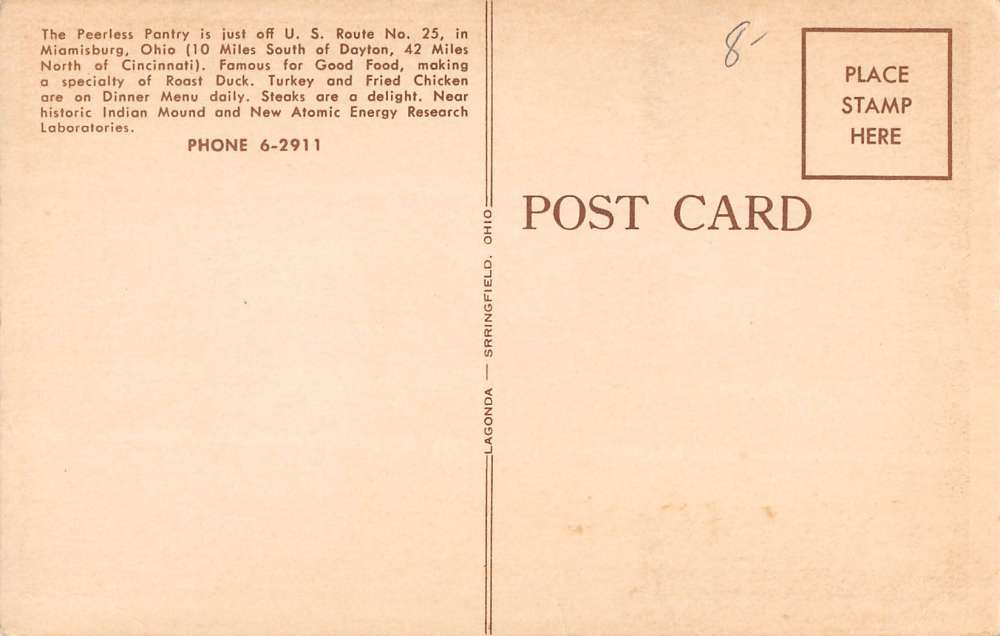 Miamisburg Ohio Peerless Pantry Exterior Antique Postcard K17896 - Image 2