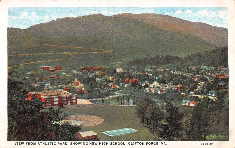 Clifton Virginia New High School Birdseye View Antique Postcard