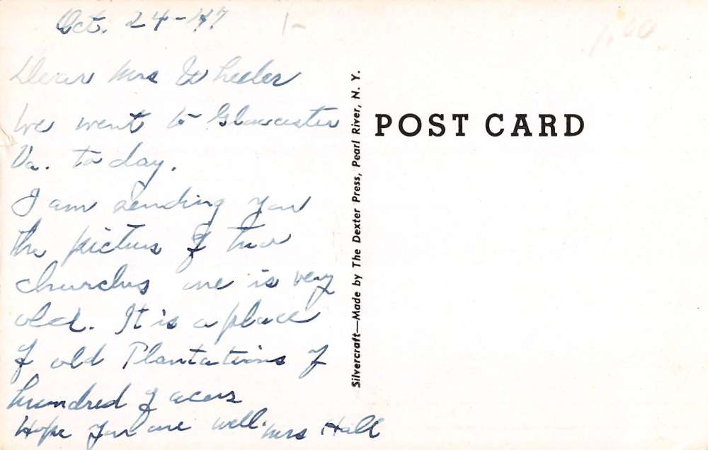 Gloucester Virginia Presbyterian Church Exterior Antique Postcard K17924 - Image 2