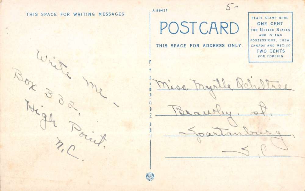 High Point North Carolina Wesley Memorial Church Antique Postcard K18242 - Image 2