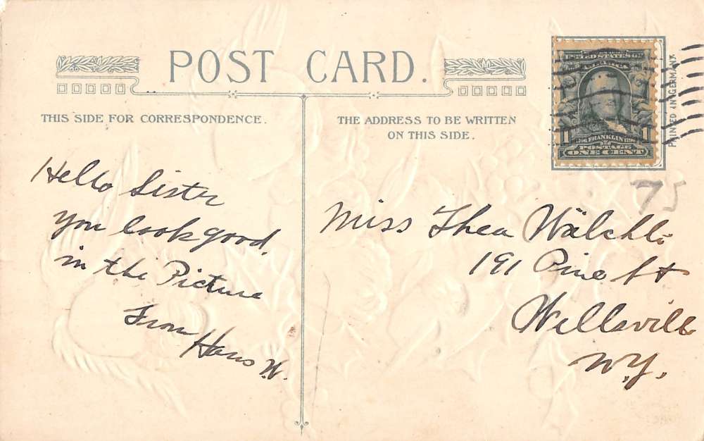 Christmas Greeting Children Heads Angels Holly Bells Antique Postcard K18620 - Image 2