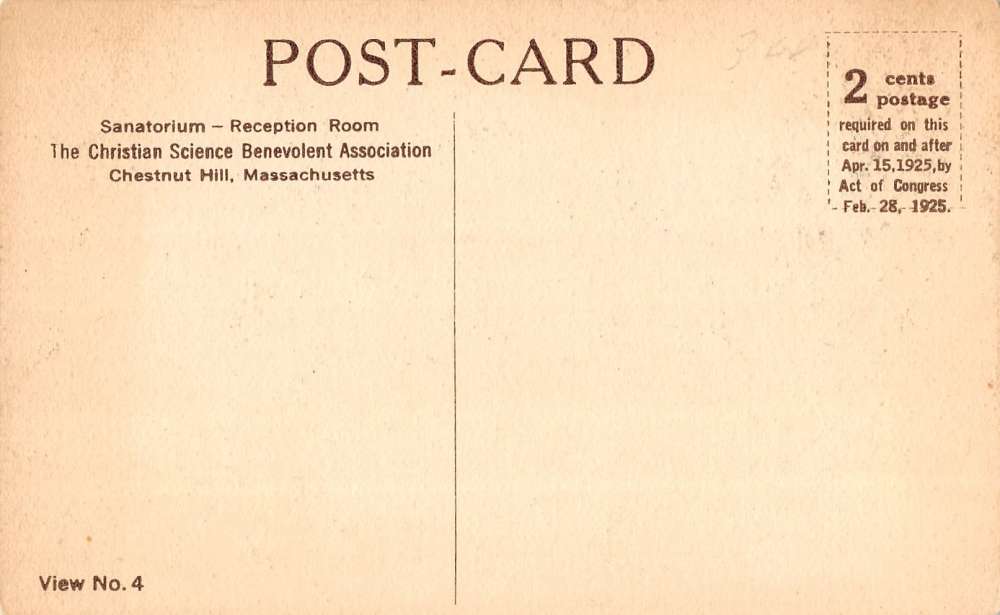 Chestnut Hill Massachusetts Sanatorium Reception Room Antique Postcard K18733 - Image 2