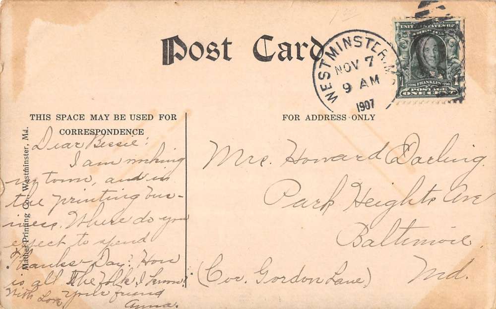 Westminster Maryland Western College Main Building Antique Postcard K19081 - Image 2