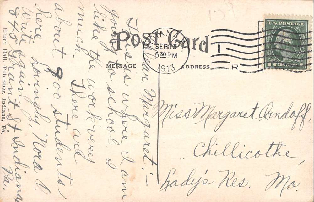 Indiana Pennsylvania Normal School Sutton Hall Main Bldg Antique Postcard K19369 - Image 2