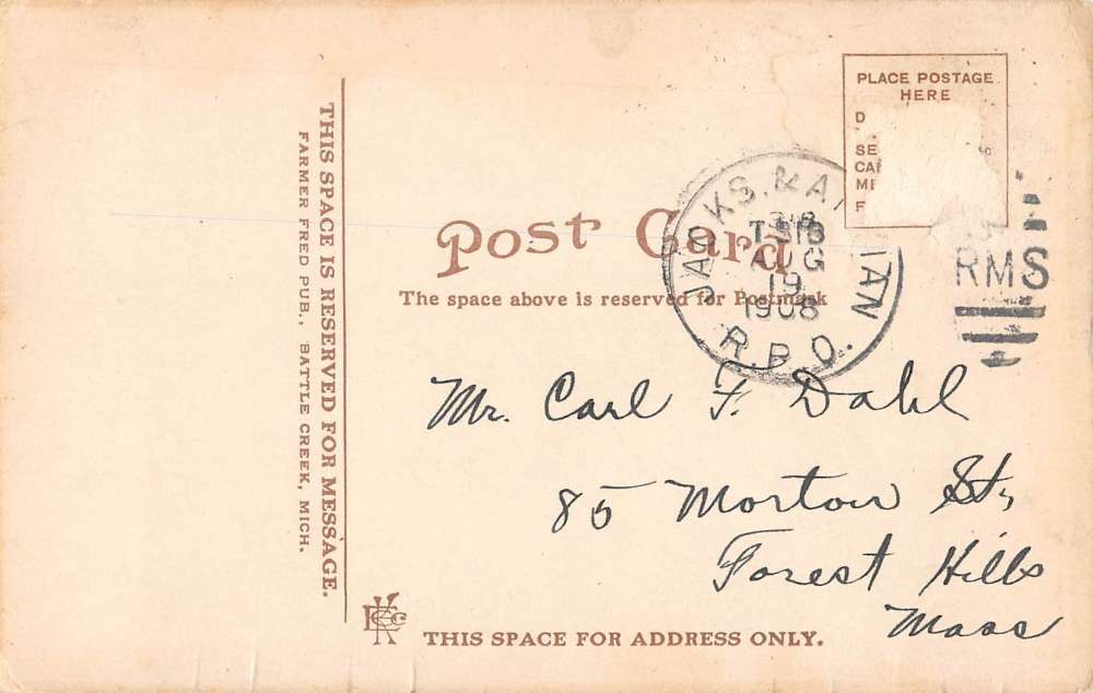 Adrian Michigan birds eye view Maumee St trolley train antique pc Y12347 - Image 2