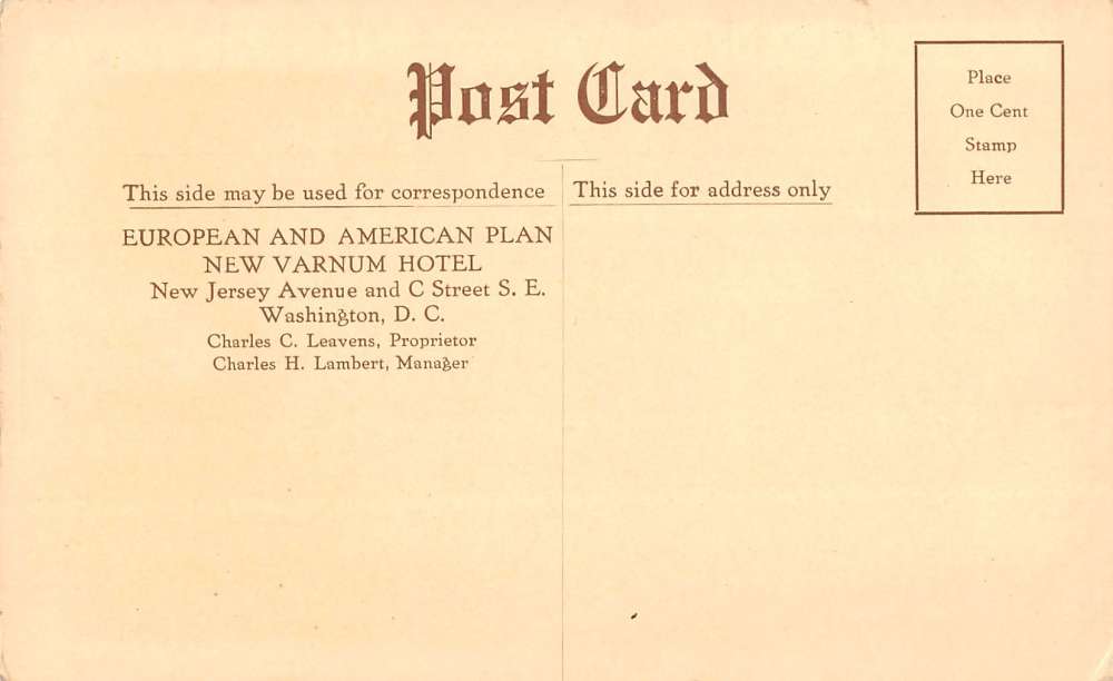 Washington DC New Varnum Hotel Street View Capitol Antique Postcard K19406 - Image 2