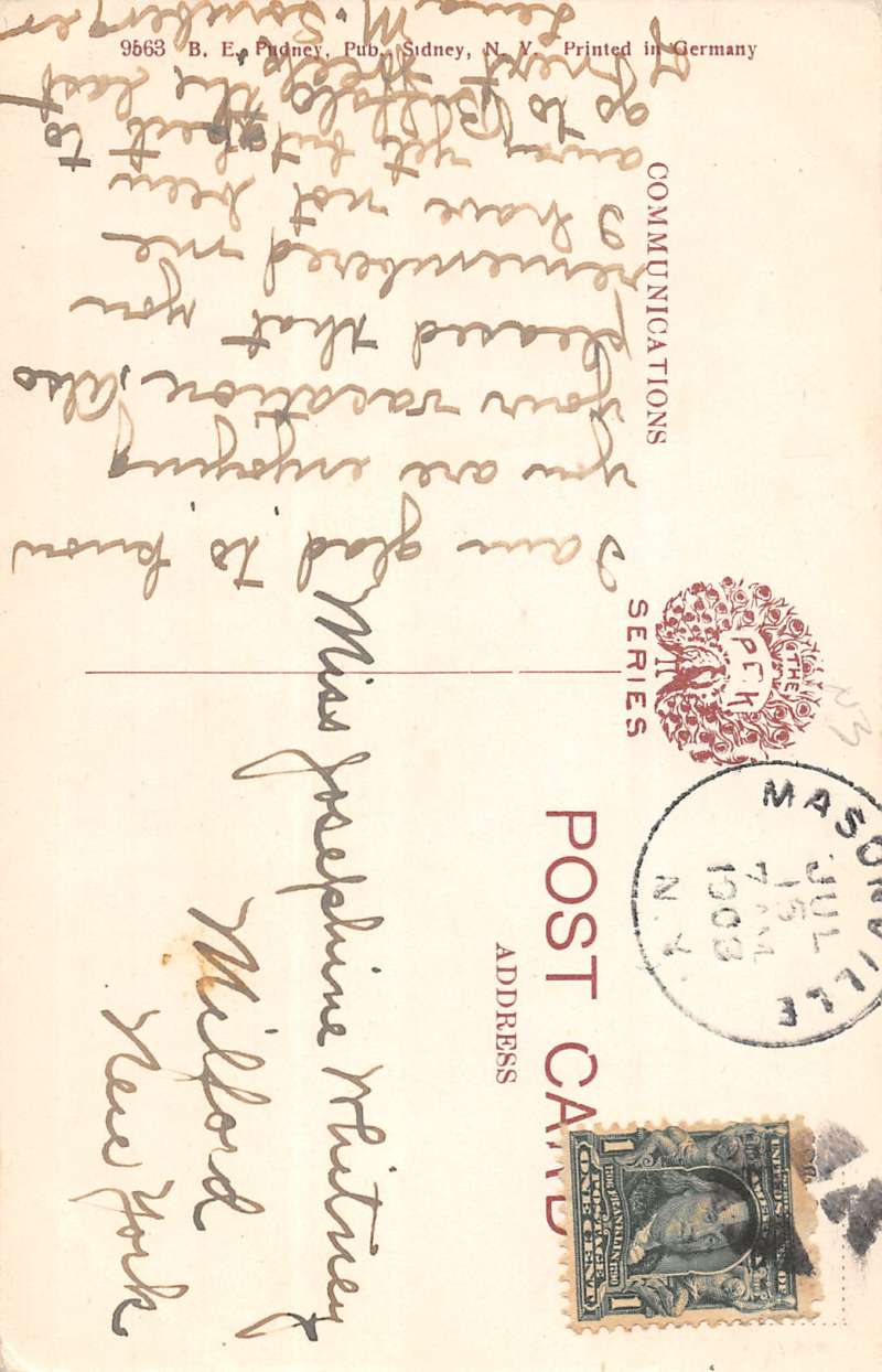 Presbyterian Church from NW Masonville New York Antique Postcard L943 - Image 2