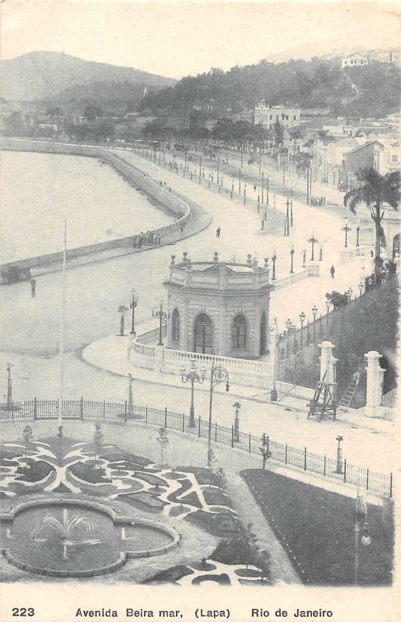 OLD BRAZIL BRASIL POSTCARD RIO DE JANEIRO AVEN BEIRA-MAR PASSEIO PUBLICO CA  1910