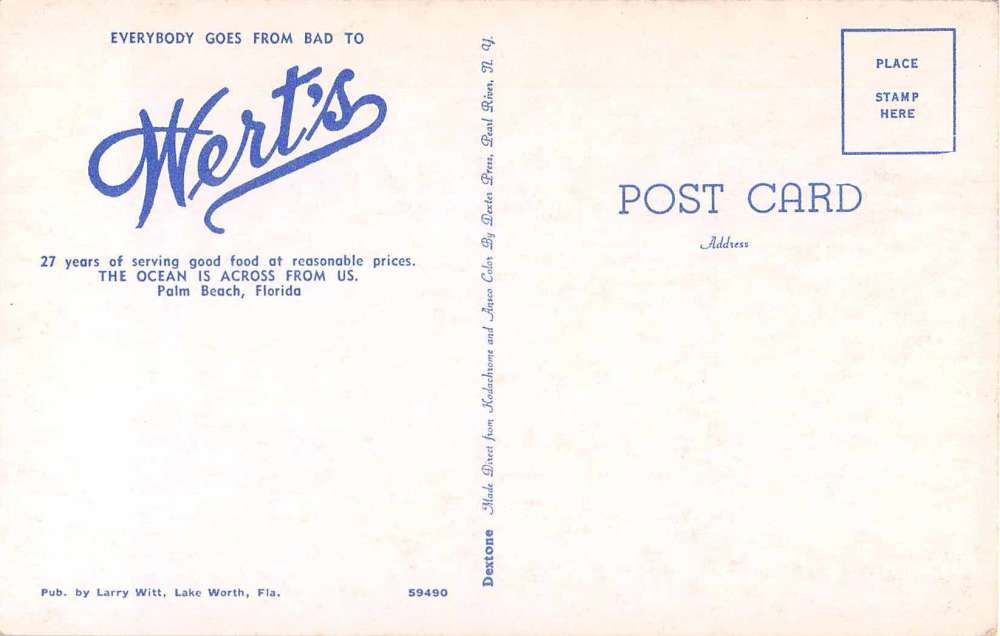 Palm Beach Florida dining room interior Wertzs vintage pc Z20566 - Image 2