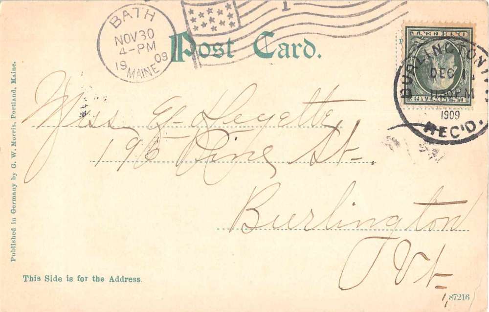 Bath Maine Front Street Antique Postcard J50975 - Image 2