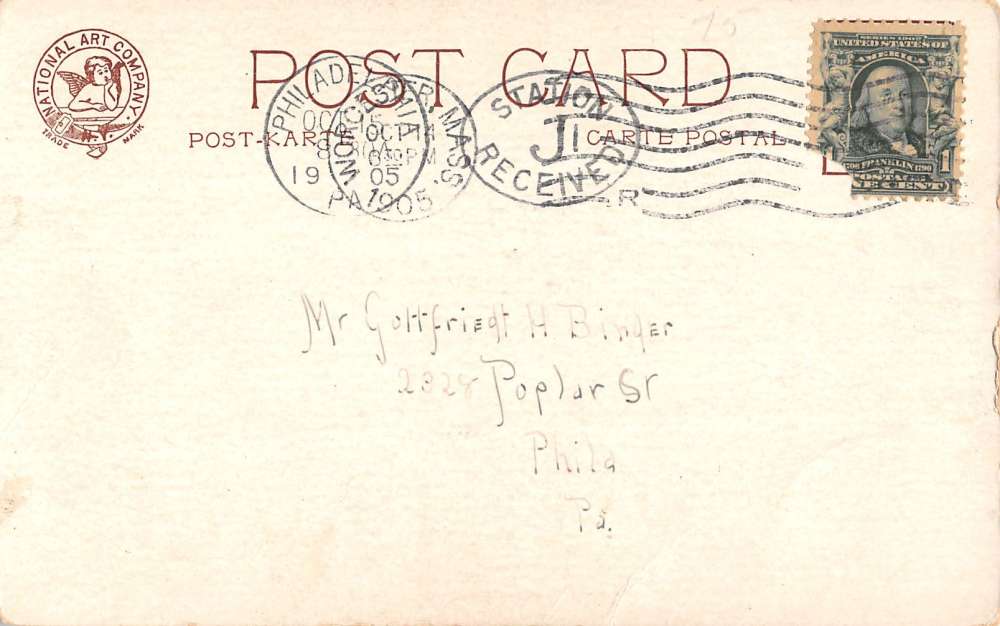 Great Britain pretty young lady holding horn and country flag antique pc Z21035 - Image 2