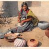 Moki Indian Woman Making Pottery Native Americana Detroit Postcard J51703
