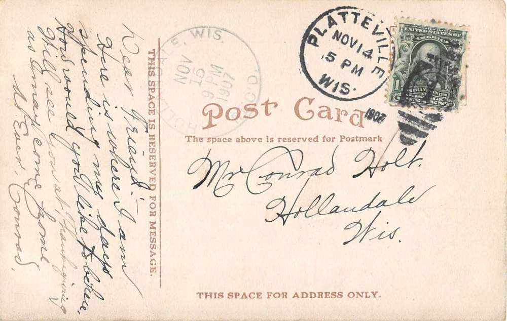 Platteville Wisconsin State Normal School Antique Postcard J52631 - Image 2