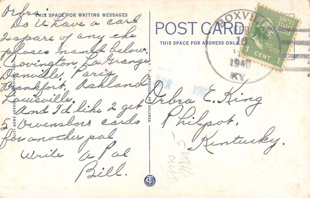 court house henderson kentucky L4458 antique postcard - Image 2