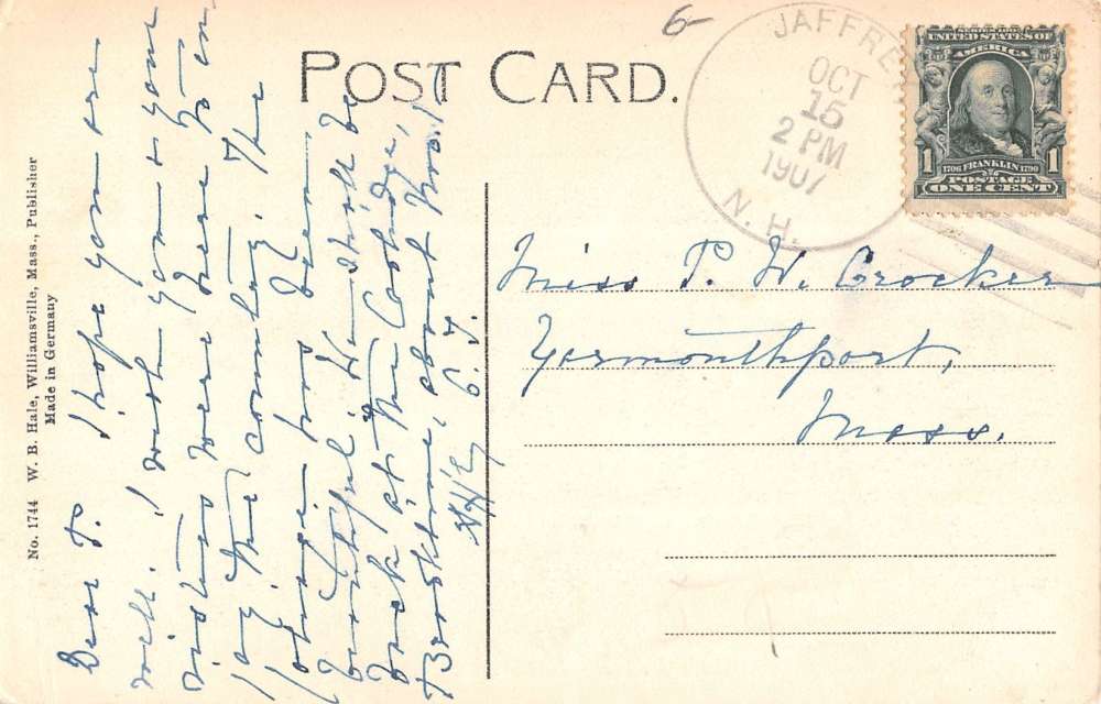 old town hall jaffrey new hampshire L4544 antique postcard - Image 2