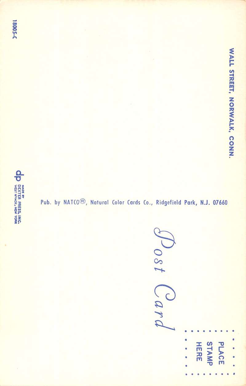 wall street norwalk connecticut L4712 antique postcard - Image 2