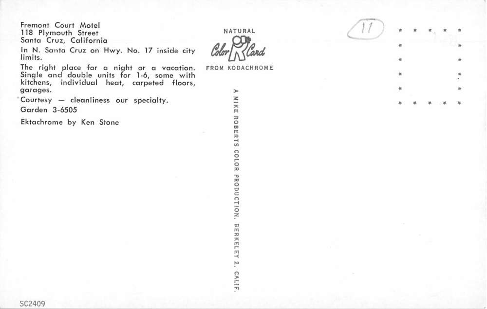 Santa Cruz California birds eye view Fremont Court Motel vintage pc Z21777 - Image 2