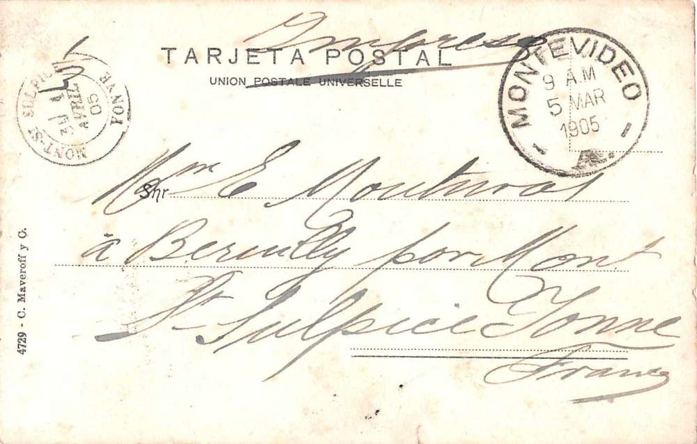 Montevideo Uruguay Banos delos Poccitos Pier Antique Postcard J54488 - Image 2