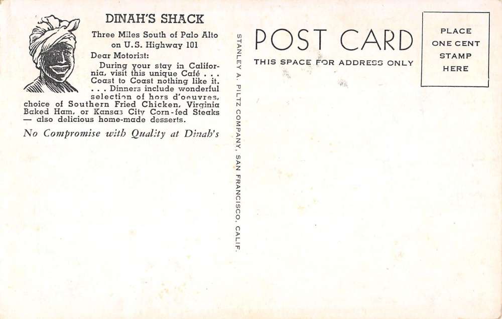 Palo Alto California Dinahs Shack Restaurant Interior Antique Postcard K38333 - Image 2