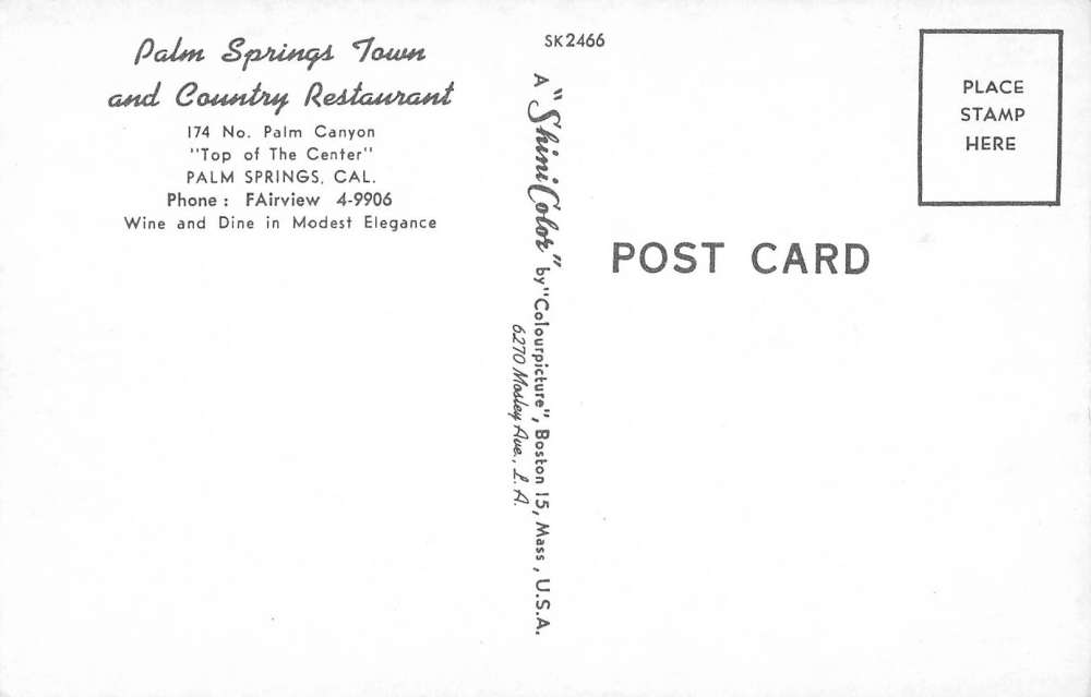 Palm Springs California Restaurant Street View Antique Postcard K38334 - Image 2