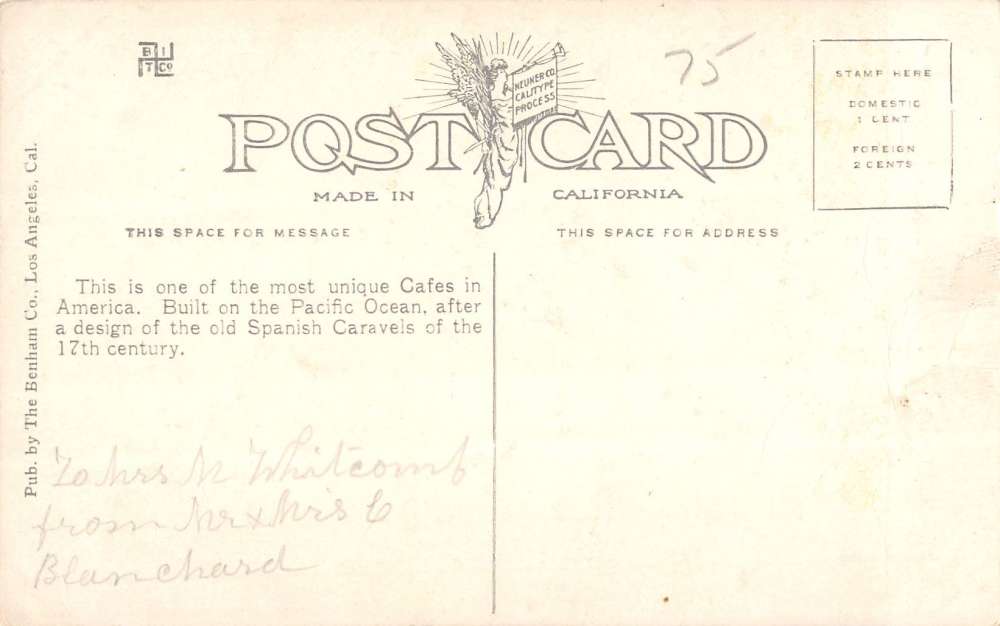 Venice California Ship Cafe Steam Boat Antique Postcard K38480 - Image 2