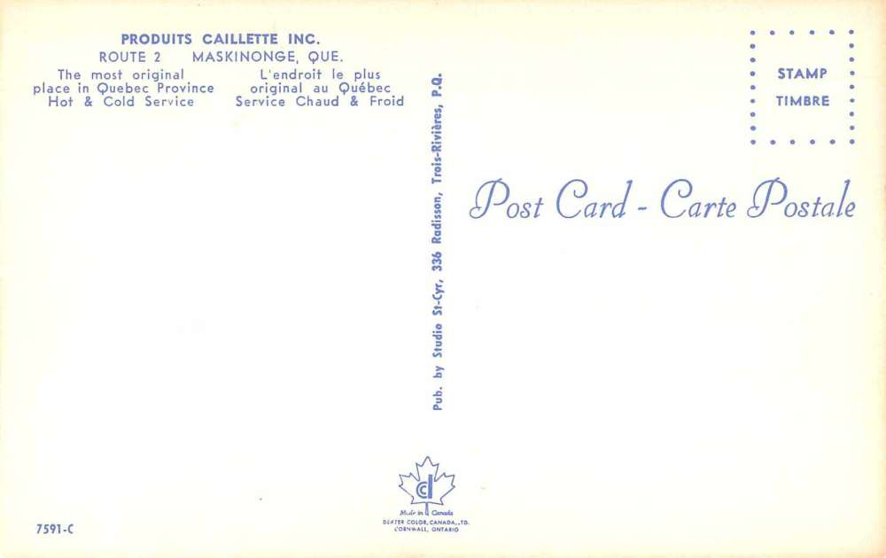 Maskinonge Quebec Canada inside Produits Caillette Inc vintage pc Z23569 - Image 2