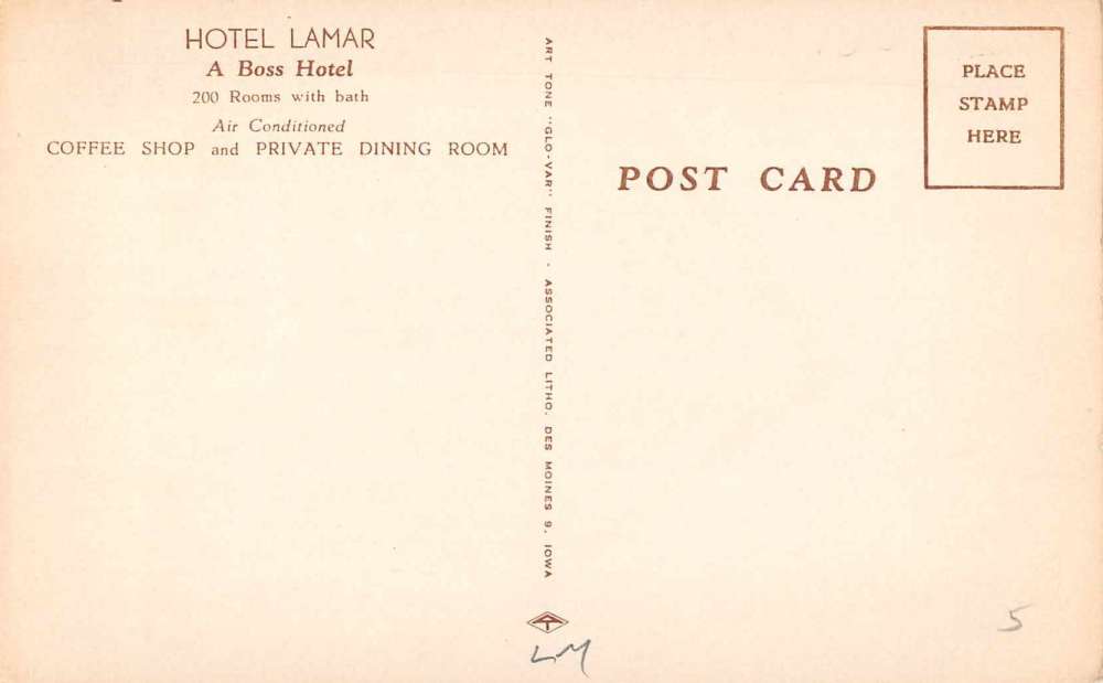 Meridian Mississippi birds eye view outside Hotel Lamar antique pc Z23584 - Image 2