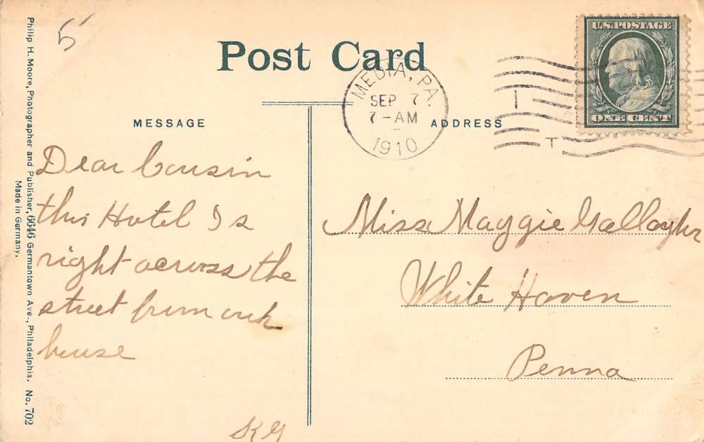 Media Pennsylvania Colonial Hotel Street View Antique Postcard K38679 - Image 2