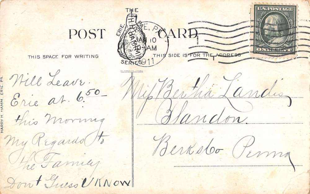 Erie Pennsylvania Boat Landing Waterfront Antique Postcard K38695 - Image 2