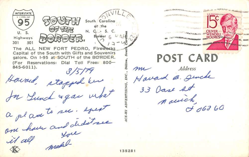 South Of The Border North Carolina Fort Pedro Vintage Postcard K38982 - Image 2