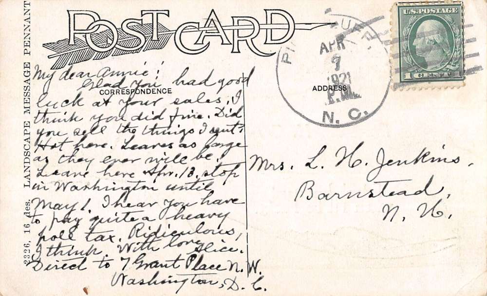 Pinebluff North Carolina Scenic Tree Cartoon Ribbon Antique Postcards K39108 - Image 2