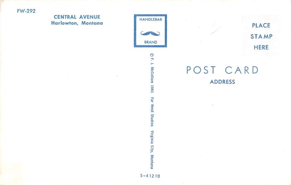 Harlowton Montana Central Ave Street Scene Vintage Postcard K39174 - Image 2