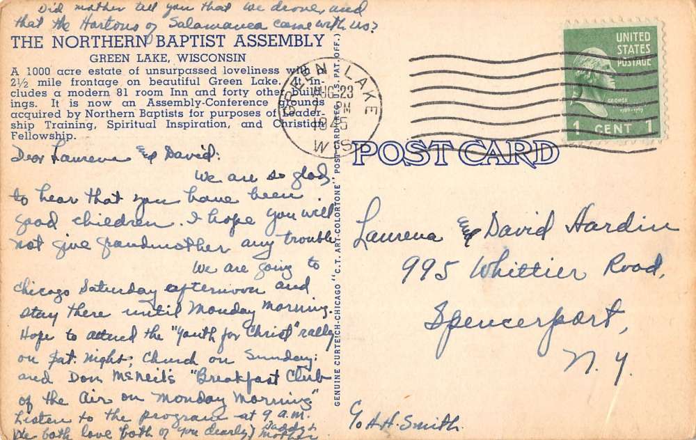 Green Lake Wisconsin Northern Baptist Assembly Antique Postcard K39499 - Image 2